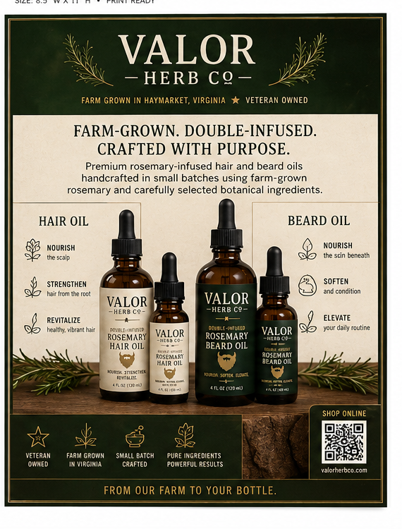 Valor Herb Co Double-Infused Rosemary Beard Oil (4 oz)